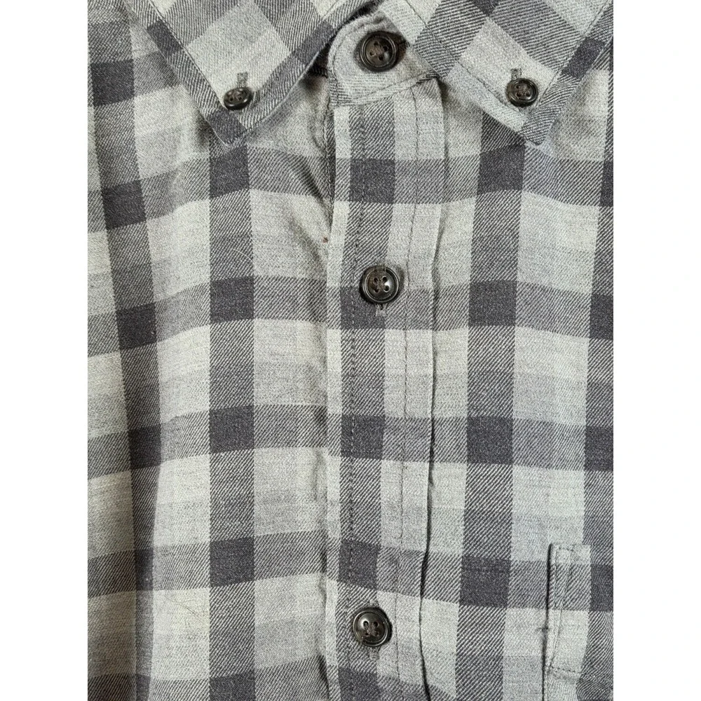 Banana Republic Luxe Flannel Slim Fit Button Down Gray Check Mens XL Comfort